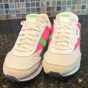 Puma Cream and Pink Athletic Shoes